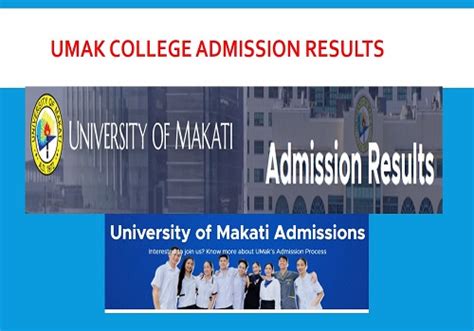 university of makati admission|The college admission for A.Y. .